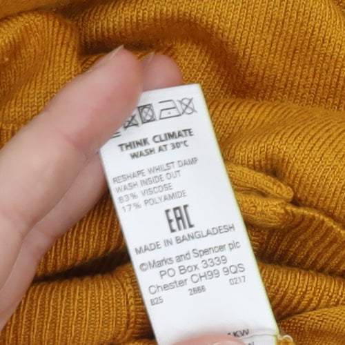 Marks and Spencer Women's Yellow Cardigan Size 20 Knit Long Sleeve