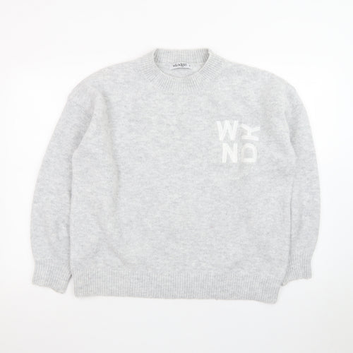 WKNDGirl Women Grey Crew Neck Pullover Jumper UK 8 Wool Blend