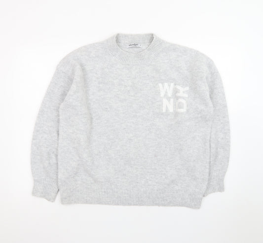 WKNDGirl Women Grey Crew Neck Pullover Jumper UK 8 Wool Blend