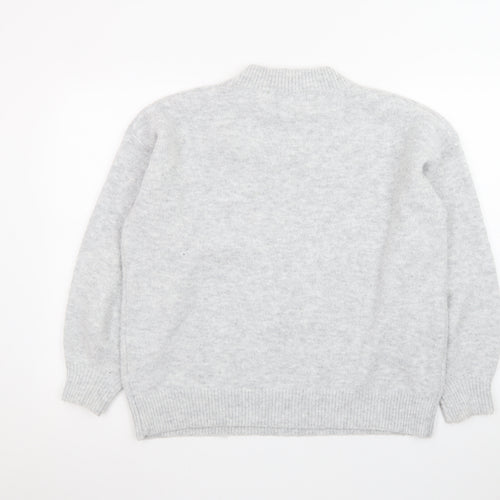 WKNDGirl Women Grey Crew Neck Pullover Jumper UK 8 Wool Blend