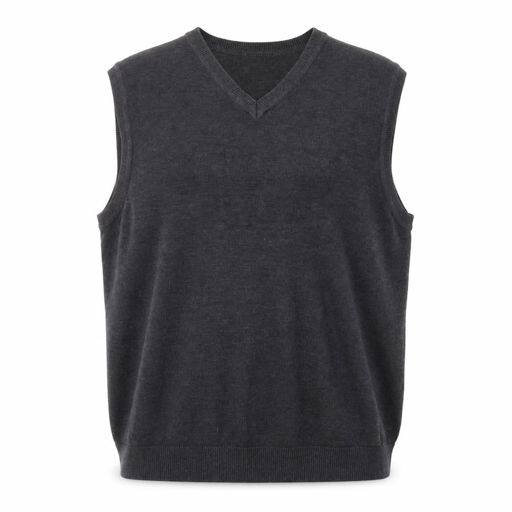 Front view of Van Heusen Men’s Black V-Neck Sleeveless Knit Vest M