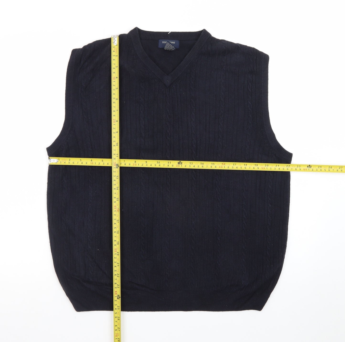 Dockers Men's Black V-Neck Knit Sleeveless Acrylic Vest M