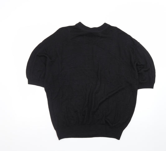 Tulliano Men's Black L Short Sleeve Knit Pullover Jumper