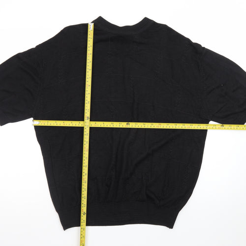 Tulliano Men's Black L Short Sleeve Knit Pullover Jumper