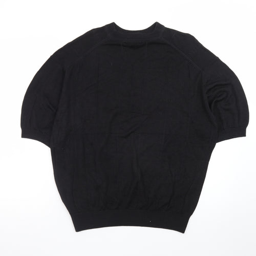 Tulliano Men's Black L Short Sleeve Knit Pullover Jumper