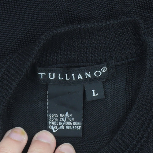 Tulliano Men's Black L Short Sleeve Knit Pullover Jumper