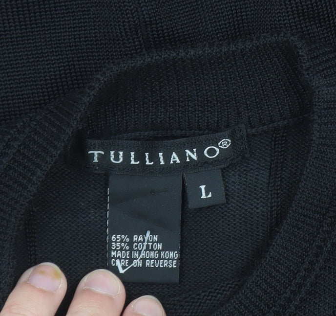 Tulliano Men's Black L Short Sleeve Knit Pullover Jumper