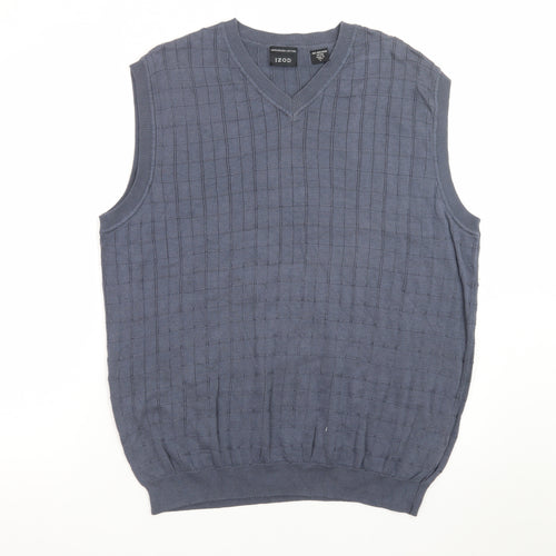 IZOD Men's Blue Cotton V-Neck Sleeveless Knit Vest L