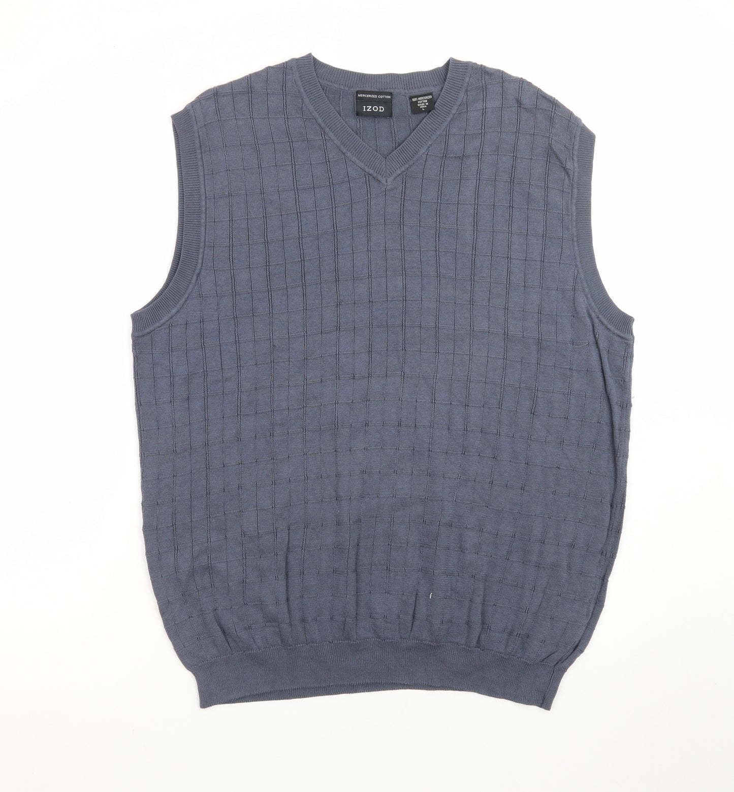 IZOD Men's Blue Cotton V-Neck Sleeveless Knit Vest L