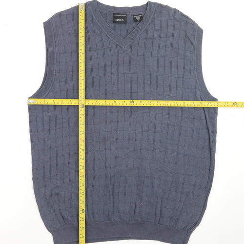 IZOD Men's Blue Cotton V-Neck Sleeveless Knit Vest L