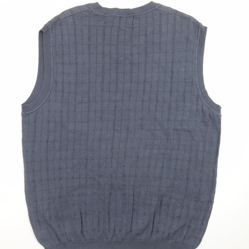 IZOD Men's Blue Cotton V-Neck Sleeveless Knit Vest L