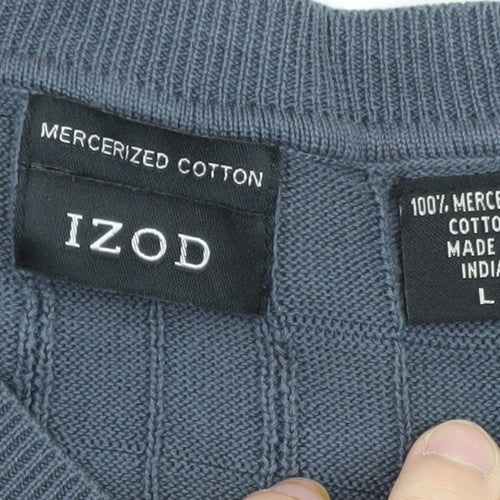 IZOD Men's Blue Cotton V-Neck Sleeveless Knit Vest L