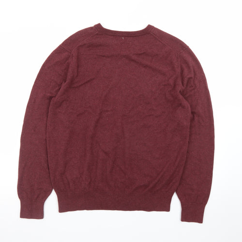 St John's Bay Men's Red Cotton Blend V-Neck Pullover Jumper M