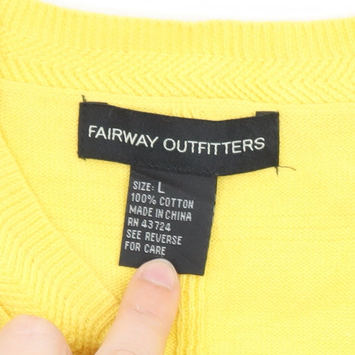Fairway Outfitters Men's Yellow Cotton V-Neck Golf Vest L