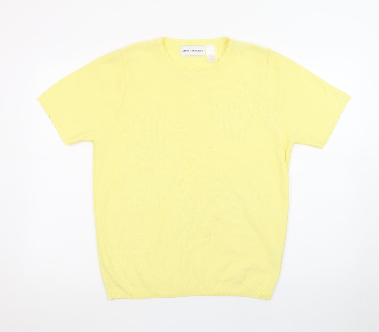 Alfred Dunner Women's Yellow Short Sleeve Knit Pullover Jumper Size S