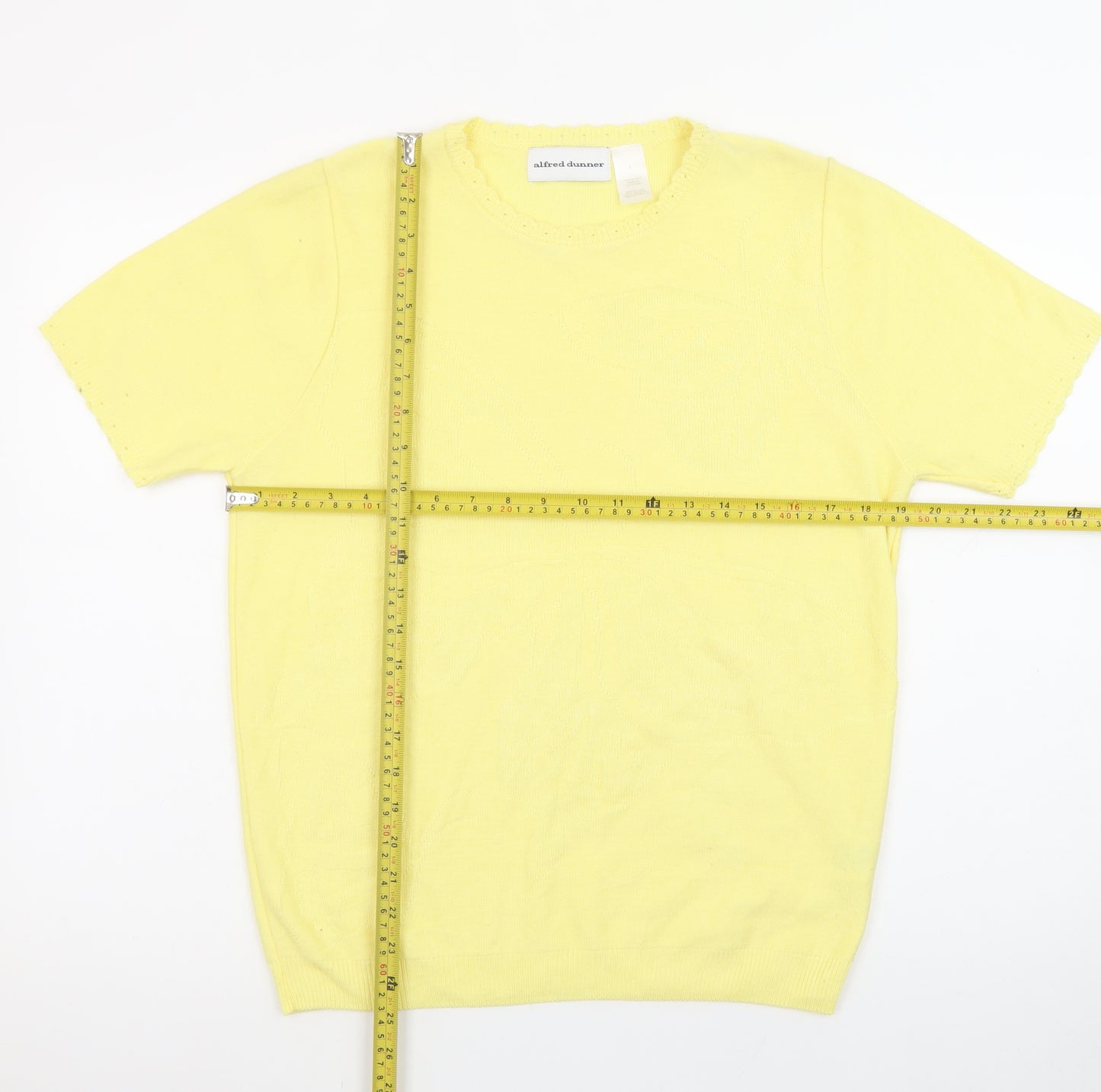 Alfred Dunner Women's Yellow Short Sleeve Knit Pullover Jumper Size S