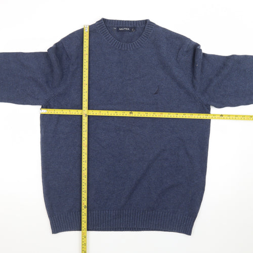 Nautica Men's Blue Cotton Crew Neck Pullover Jumper Size L