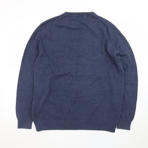 Nautica Men's Blue Cotton Crew Neck Pullover Jumper Size L