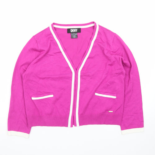 DKNY Women’s Pink Cotton V-Neck Cardigan Size 12