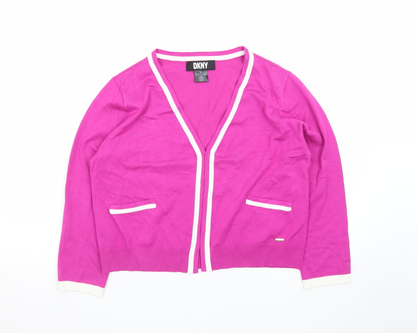 DKNY Women’s Pink Cotton V-Neck Cardigan Size 12