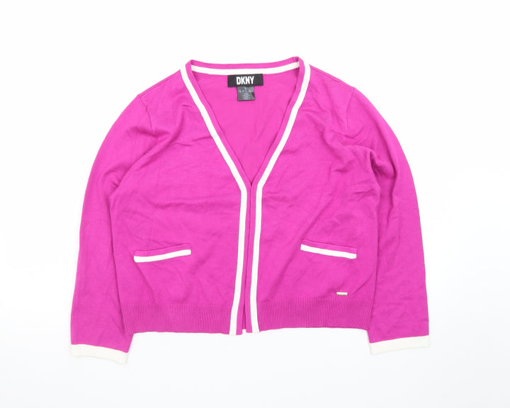 DKNY Women’s Pink Cotton V-Neck Cardigan Size 12