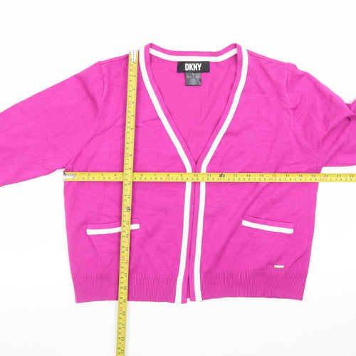 DKNY Women’s Pink Cotton V-Neck Cardigan Size 12