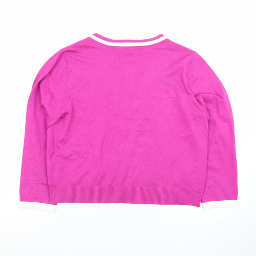 DKNY Women’s Pink Cotton V-Neck Cardigan Size 12