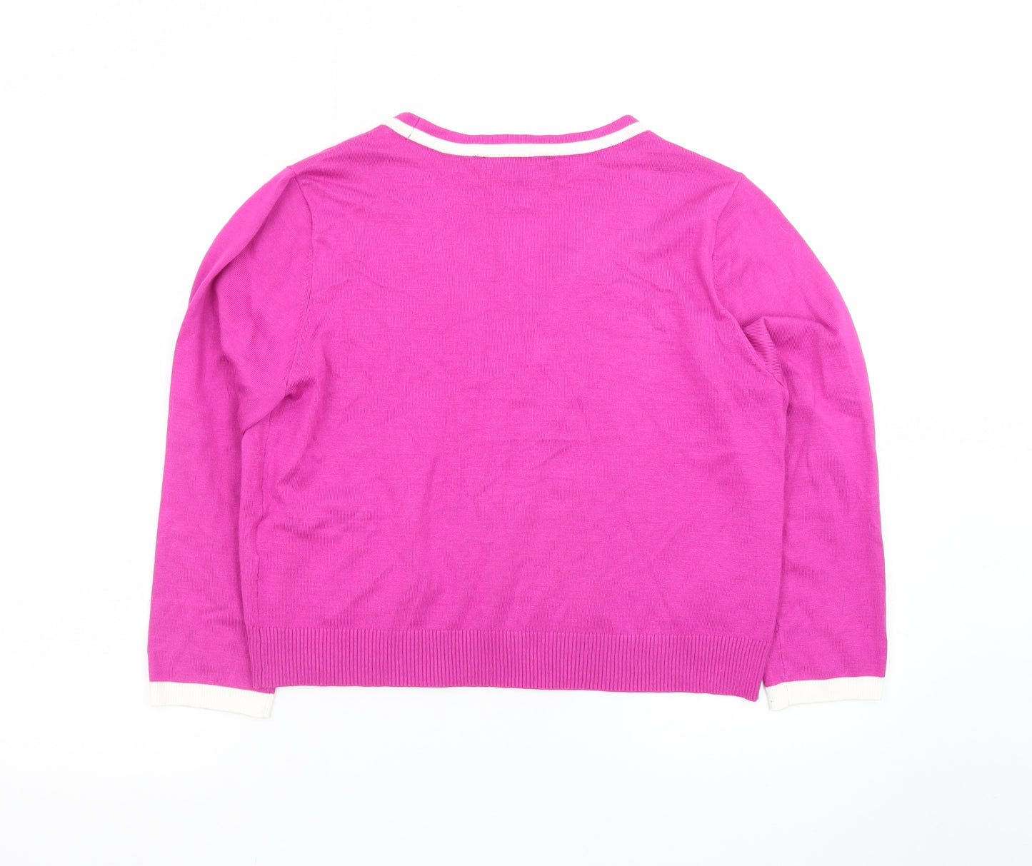 DKNY Women’s Pink Cotton V-Neck Cardigan Size 12