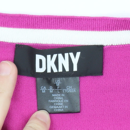 DKNY Women’s Pink Cotton V-Neck Cardigan Size 12