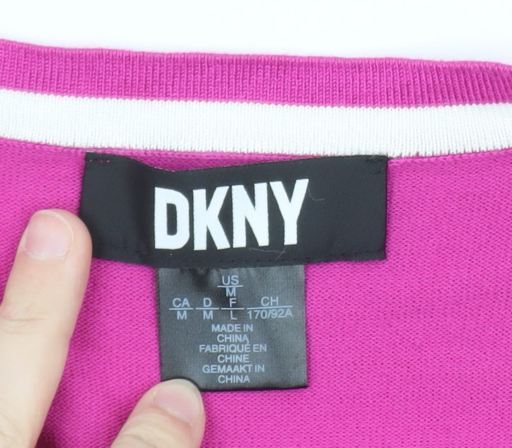 DKNY Women’s Pink Cotton V-Neck Cardigan Size 12