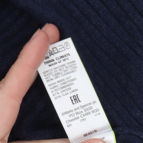 Marks and Spencer Women's Blue Longline Knit Cardigan L