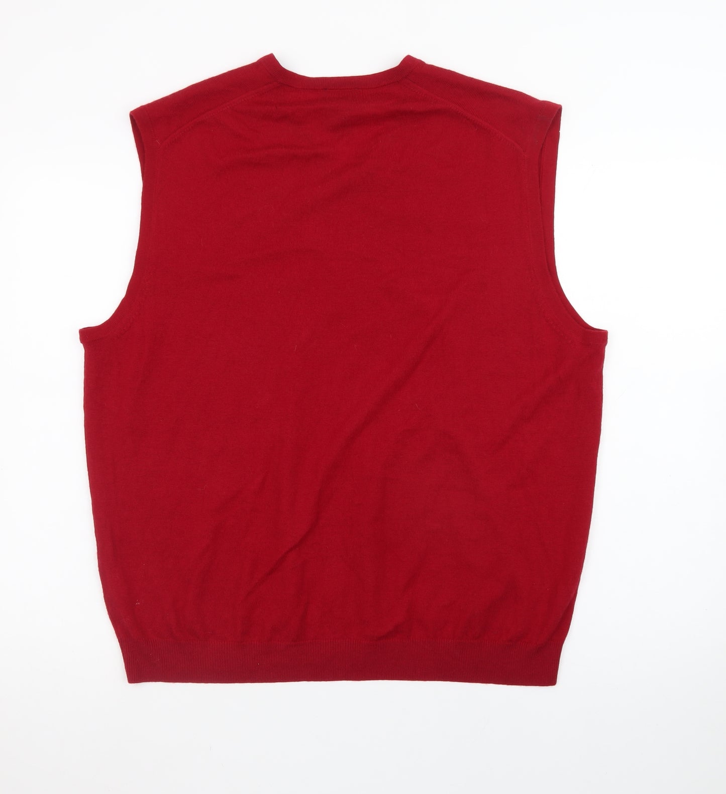 Jos A Bank Men's Red Wool V-Neck Sleeveless Vest Jumper XL