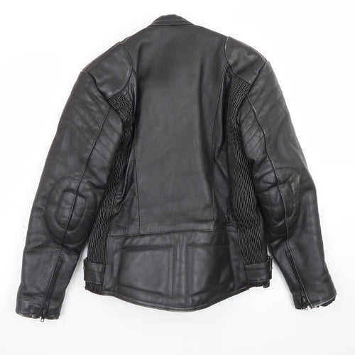 Rhino Womens Black Leather Motorcycle Jacket Size 14 Biker Style