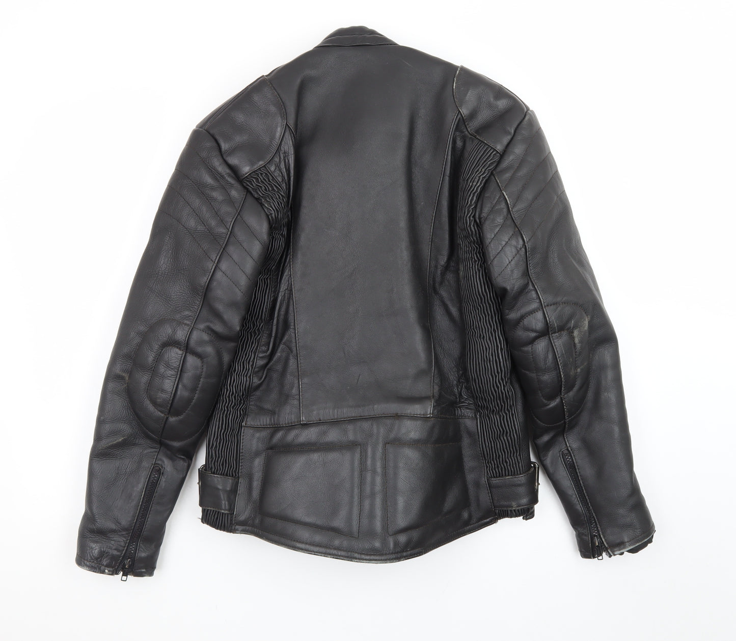 Rhino Womens Black Leather Motorcycle Jacket Size 14 Biker Style