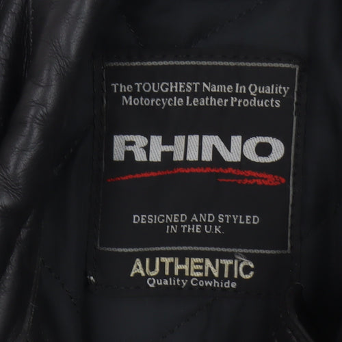 Rhino Womens Black Leather Motorcycle Jacket Size 14 Biker Style