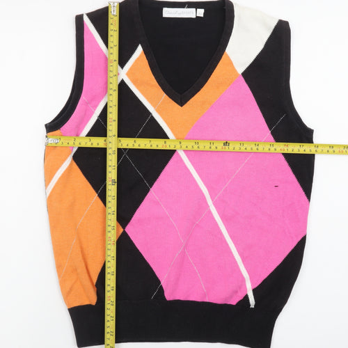 Daily Sports Men's Multicoloured Argyle V-Neck Golf Vest Size L