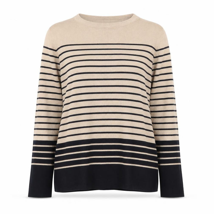 M&Co Women’s Beige Black Striped Cotton Jumper UK 14-16
