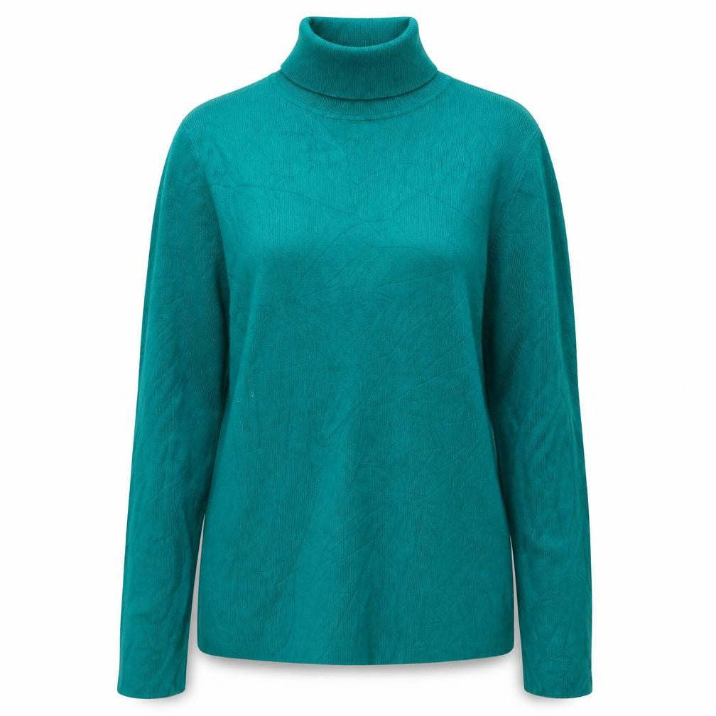 Front view of Chico's Women's Green Roll Neck Long Sleeve Knit Jumper M