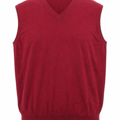 Eddie Bauer Men Red Cotton V-Neck Sleeveless Vest Jumper L