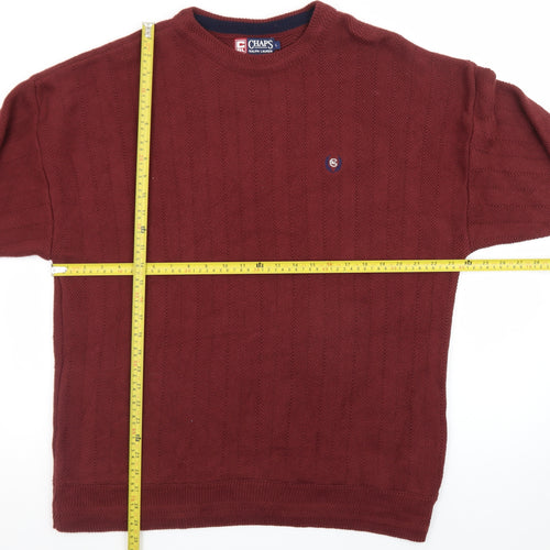 Chaps Ralph Lauren Men's Red Cotton Cable-Knit Jumper L