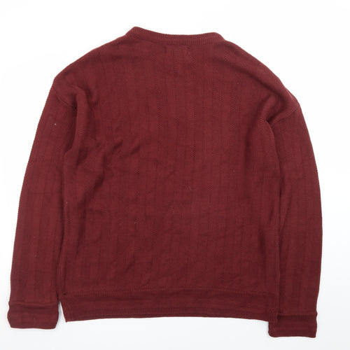 Chaps Ralph Lauren Men's Red Cotton Cable-Knit Jumper L