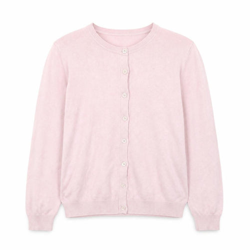 Nicole Miller Women’s Pink Cardigan L Long Sleeve Crew Neck Knit