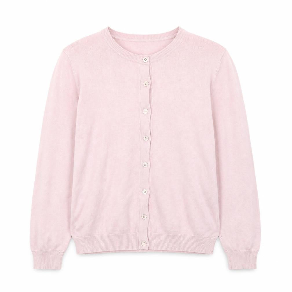 Nicole Miller Women’s Pink Cardigan L Long Sleeve Crew Neck Knit