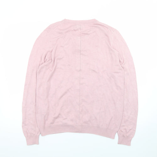 Nicole Miller Women’s Pink Cardigan L Long Sleeve Crew Neck Knit