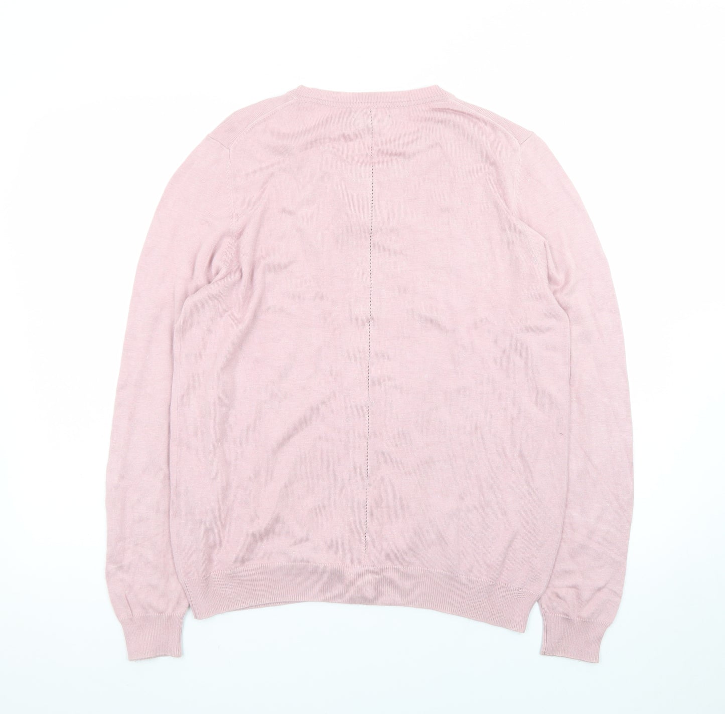 Nicole Miller Women’s Pink Cardigan L Long Sleeve Crew Neck Knit