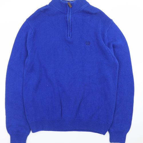 Chaps Men's Blue XL 1/4 Zip Cotton Knit Jumper