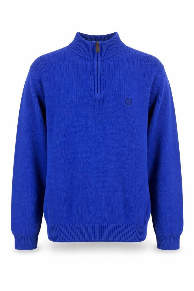 Front view of Chaps Men's Blue XL 1/4 Zip Cotton Knit Jumper