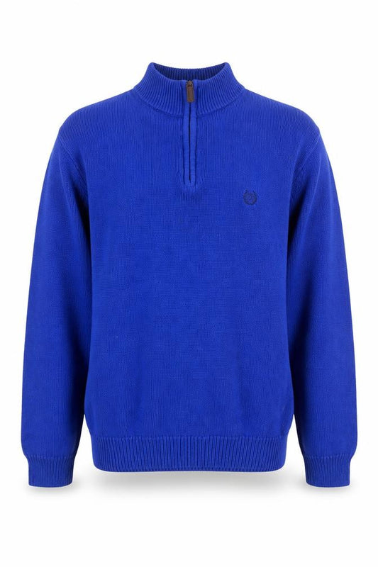 Front view of Chaps Men's Blue XL 1/4 Zip Cotton Knit Jumper