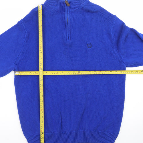 Chaps Men's Blue XL 1/4 Zip Cotton Knit Jumper