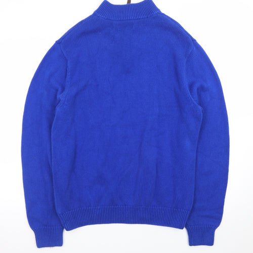 Chaps Men's Blue XL 1/4 Zip Cotton Knit Jumper
